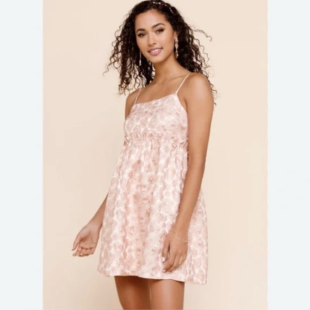 Trixxi Blush Floral Textured Babydoll Dress
